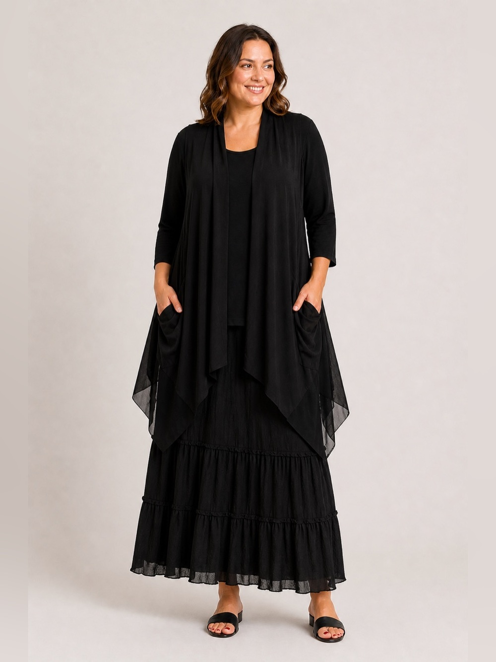 Zadie B’S Black Layering Duster Vest Lagenlook Sz 2X Modest Comfy
